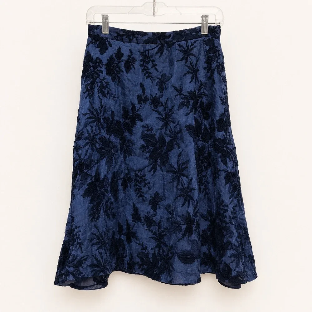 J.Crew Collection Skirt Size 6 Silk Navy Fairy Grunge Whimsigoth Moody